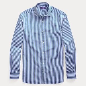 Ralph Lauren Purple Label Aston Bengal Striped Dress Shirt Men 15.5 Blue Italy